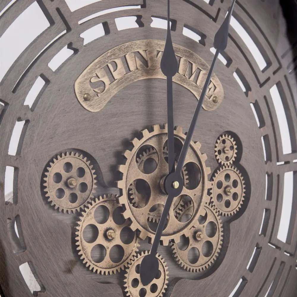 Industrial with Moving Gear Wall Clock