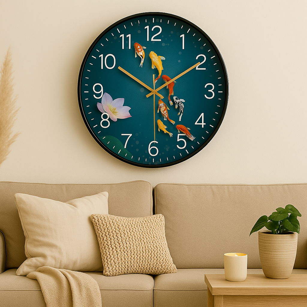 The Japanese Wall Clock, a statement clock that lends personality to a carefully styled interior.