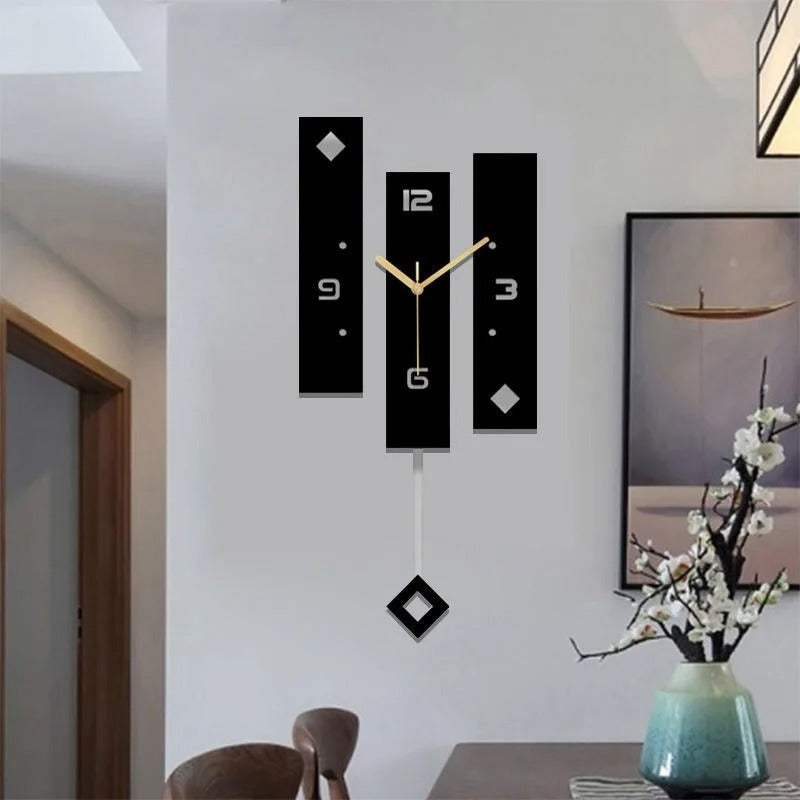 A closer view of the Black Modern Wall Clock, created to become a striking focal point in any room.