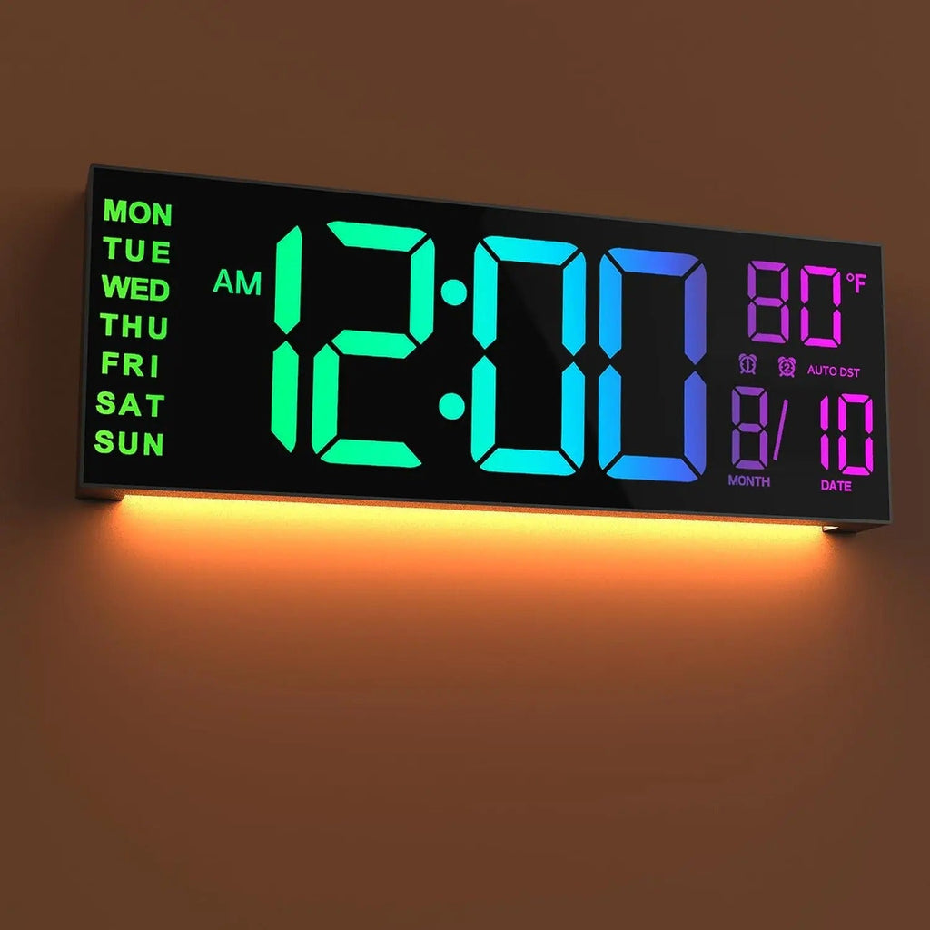 The Digital LED Wall Clock shown as a refined decorative accent for a modern living space.