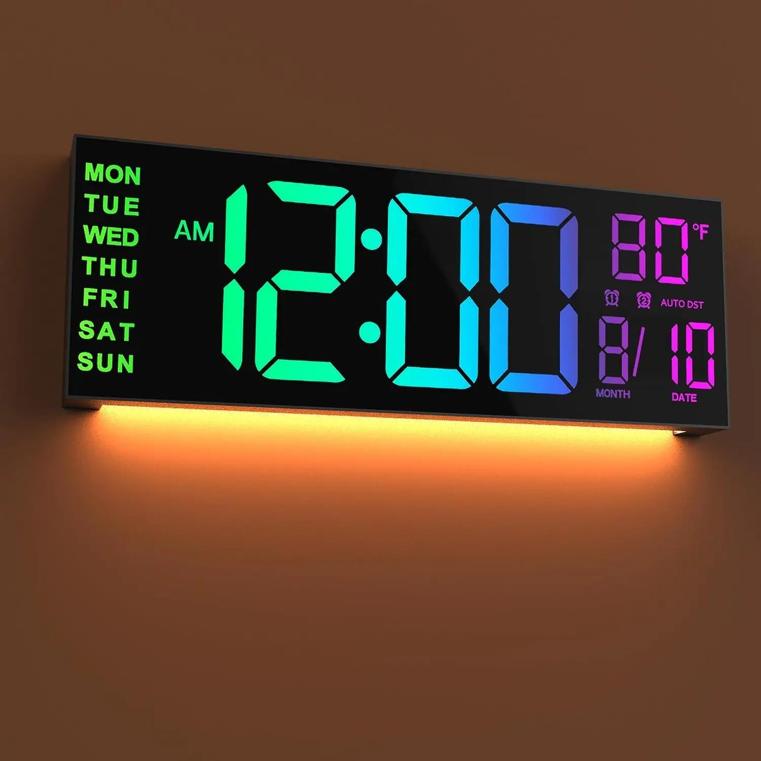 The Digital LED Wall Clock shown as a refined decorative accent for a modern living space.