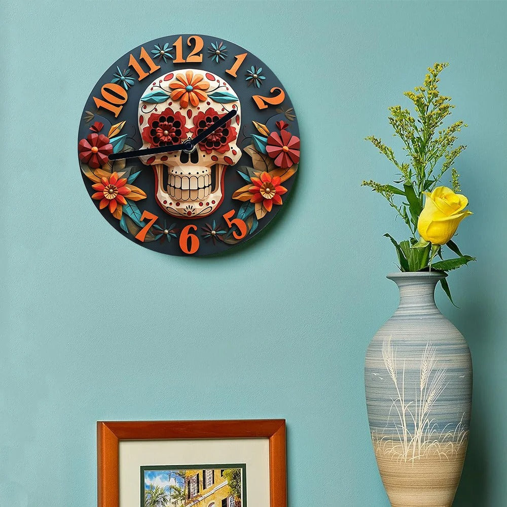 The Skeleton Wall Clock, a statement clock that lends personality to a carefully styled interior.
