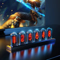The Nixie Clock shown as a refined decorative accent for a modern living space.