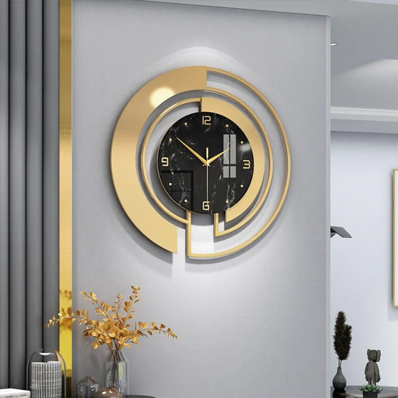 A closer view of the Black and Gold Clock, created to become a striking focal point in any room.