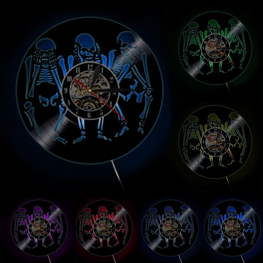 This Skeleton LED Clock brings a polished clock design and decorative character to the wall.