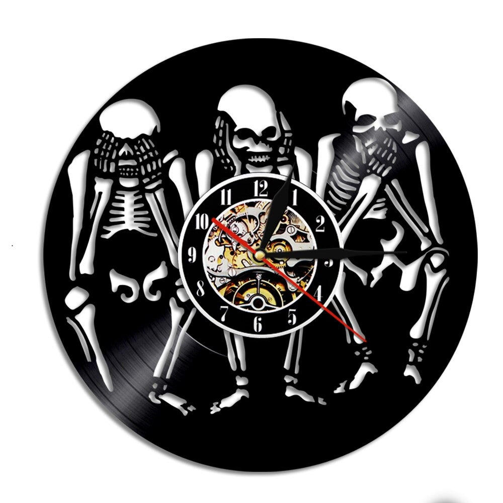 This Skeleton Clock brings a polished clock design and decorative character to the wall.