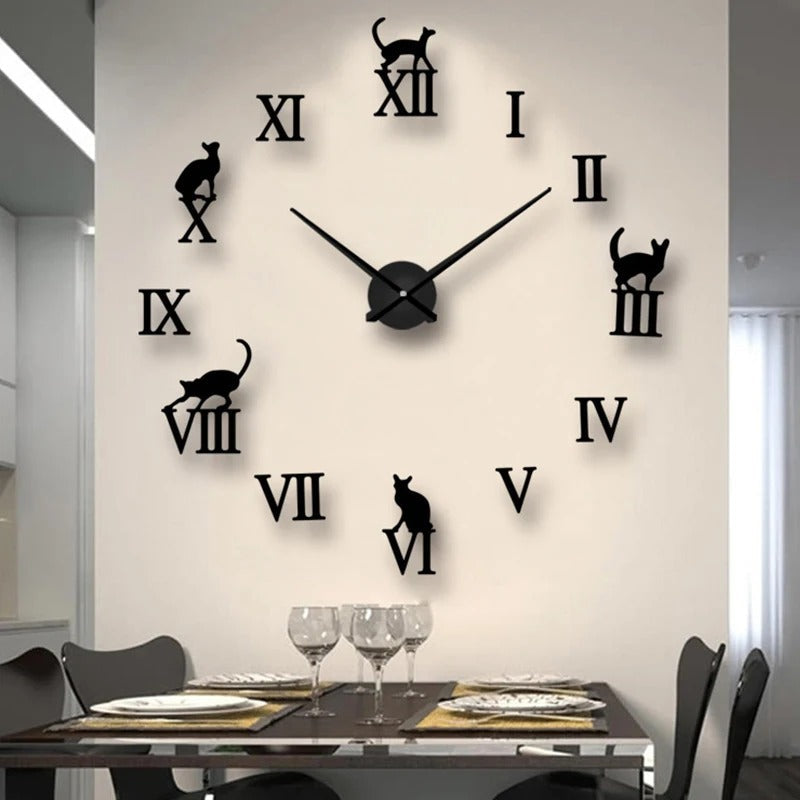 The Sticker Cat Clock displayed as a functional yet eye-catching feature for the home.
