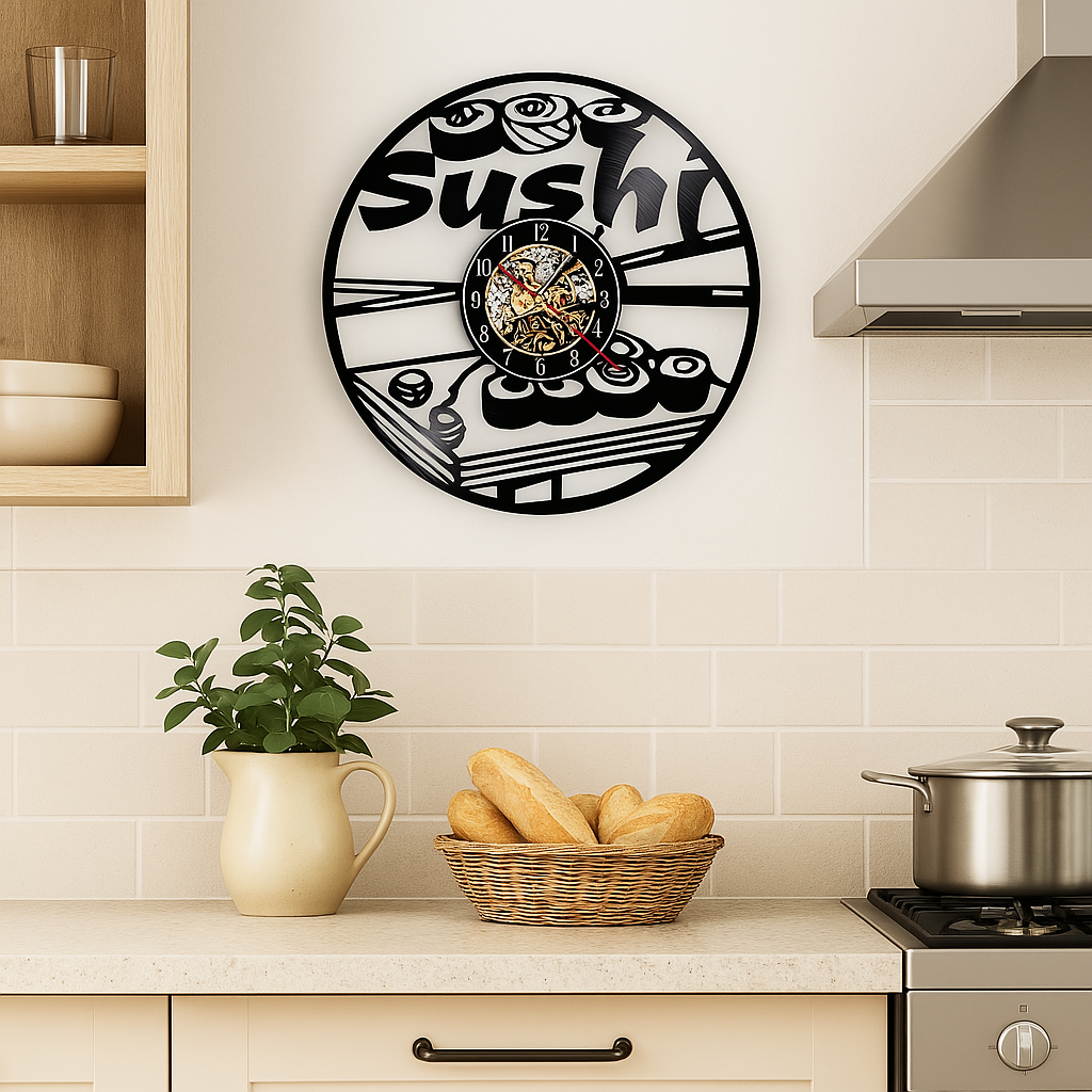 A Sushi Clock that brings a distinctive finishing touch to a stylish interior.
