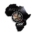 A closer view of the Afrique Vinyl Record Clock, created to become a striking focal point in any room.