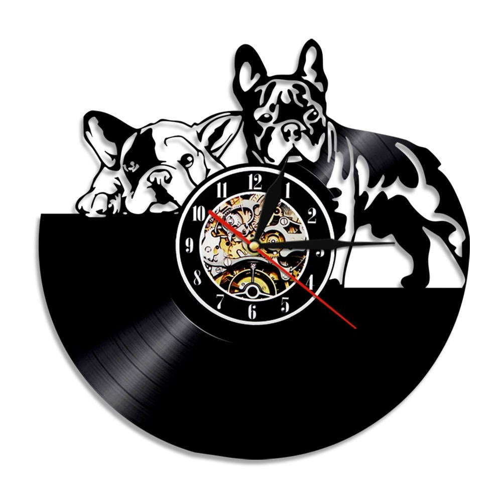 A Bulldog Vinyl Record Clock with a distinctive presence, made to enhance a curated interior.