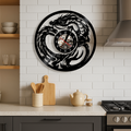 A Dragon Japanese Vinyl Record Clock with a distinctive presence, made to enhance a curated interior.