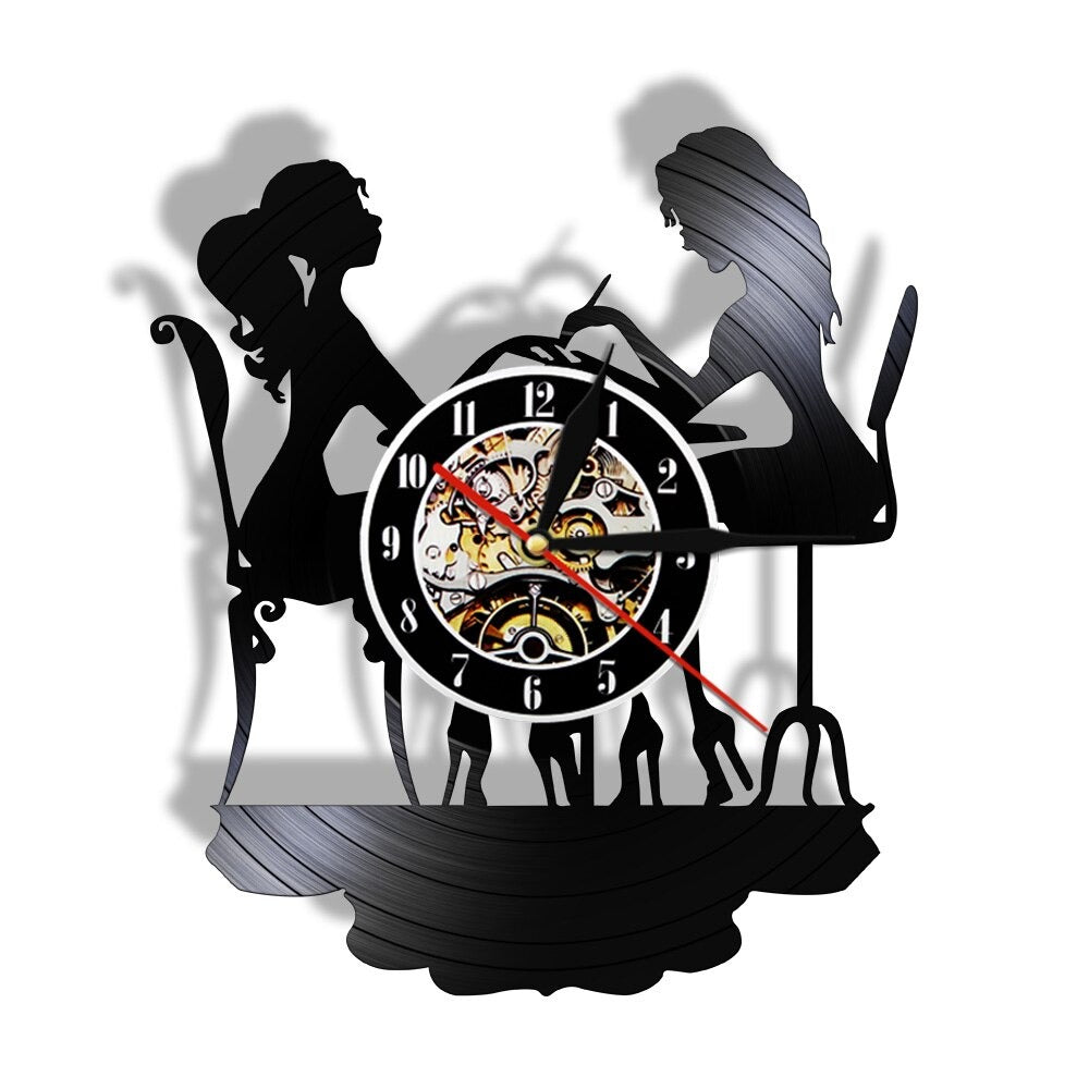 The Women's Vinyl Record Clock, a statement clock that lends personality to a carefully styled interior.