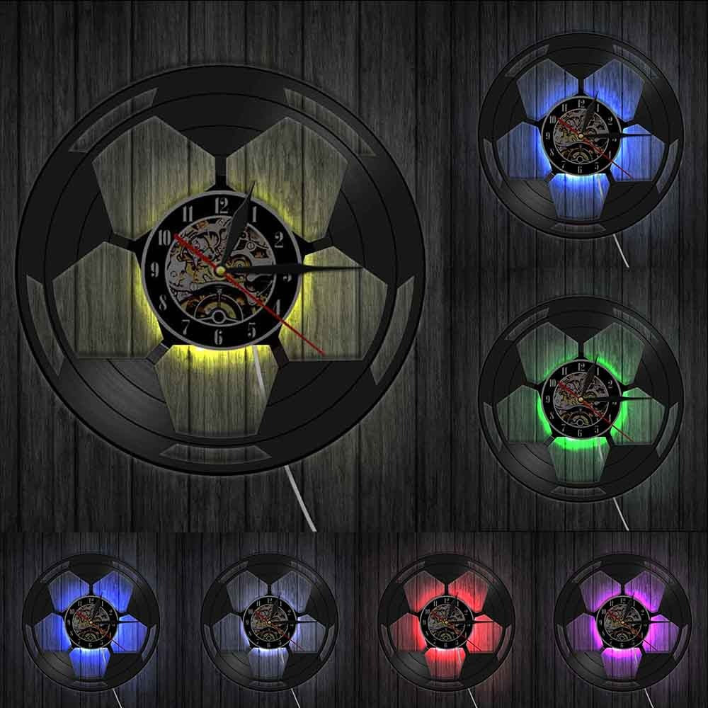 The Football LED Vinyl Record Clock shown as a refined decorative accent for a modern living space.