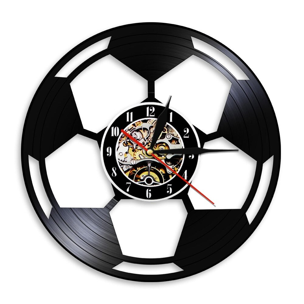 A Football Vinyl Record Clock that brings a distinctive finishing touch to a stylish interior.
