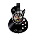 The Guitare Vinyl Record Clock, presented as a decorative timepiece for a thoughtfully designed home.