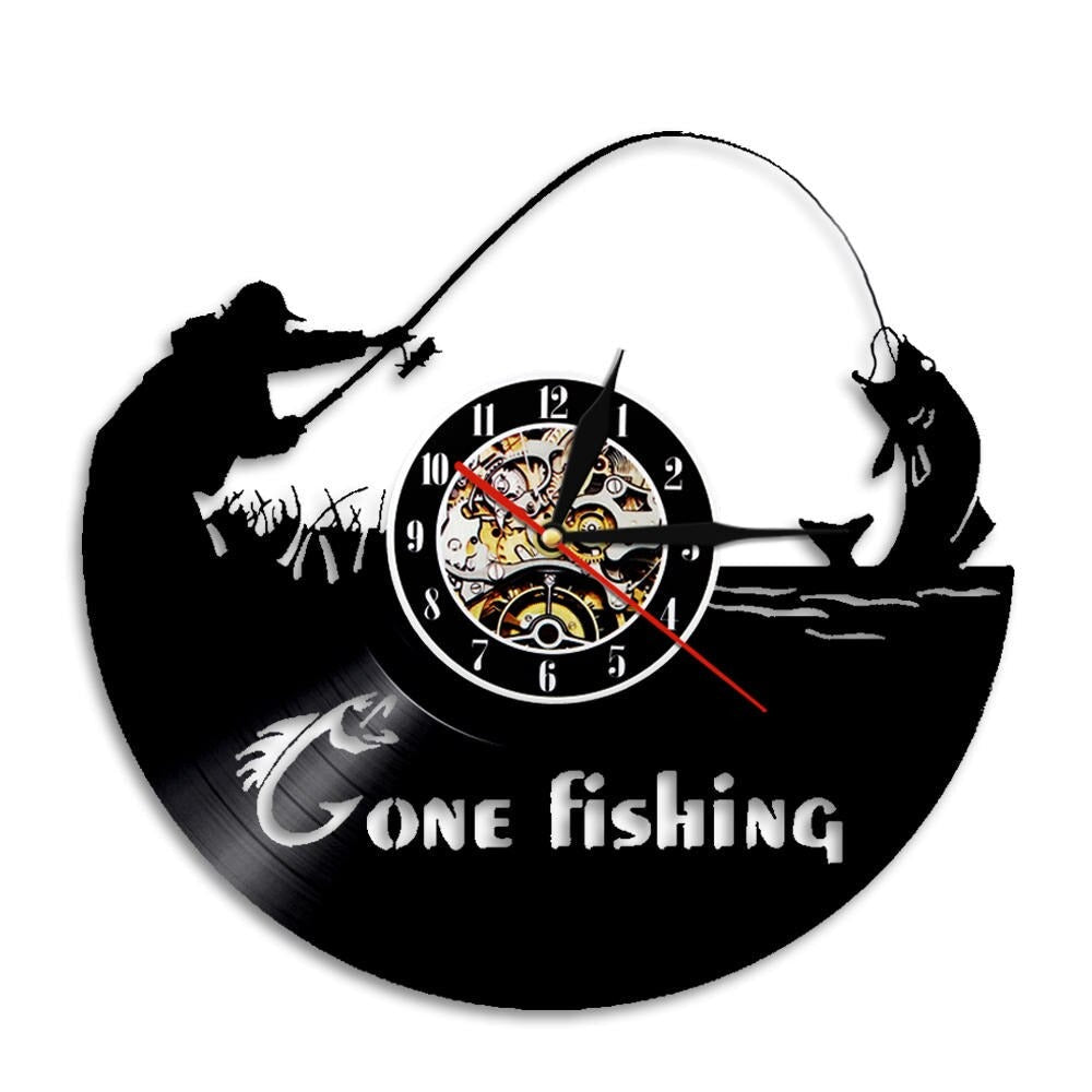 The Fishing Vinyl Record Clock, a statement clock that lends personality to a carefully styled interior.