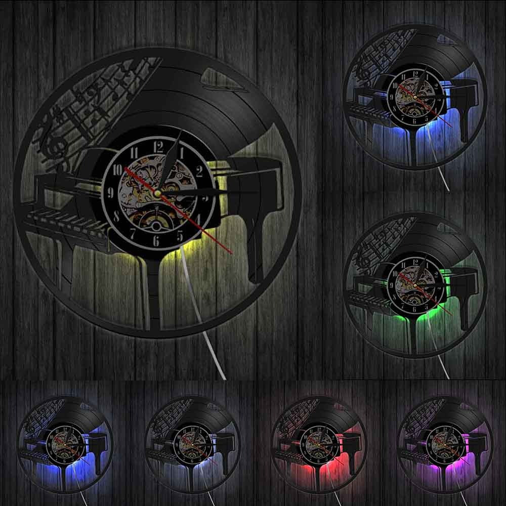 This Piano LED Vinyl Record Clock brings a polished clock design and decorative character to the wall.