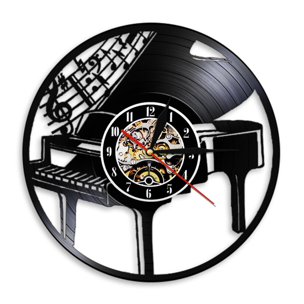 This Piano Vinyl Record Clock adds a tailored balance of function and visual interest to home decor.