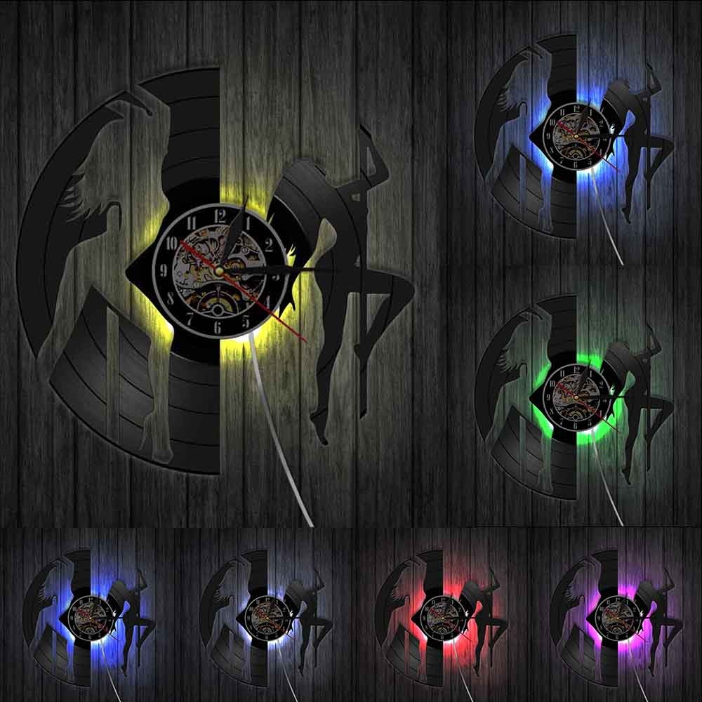 The Pole Dance LED Vinyl Record Clock shown as a refined decorative accent for a modern living space.