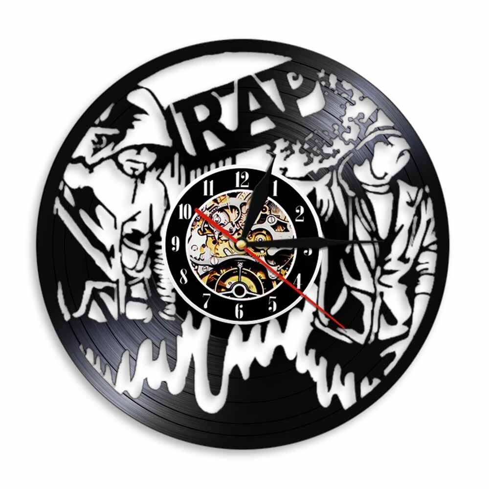 A closer view of the Rap Vinyl Record Clock, created to become a striking focal point in any room.