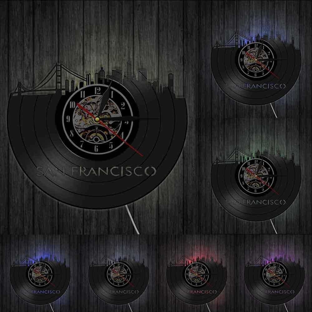 This San Francisco LED Vinyl Record Clock brings a polished clock design and decorative character to the wall.