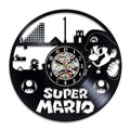 The Super Mario Vinyl Record Clock displayed as a functional yet eye-catching feature for the home.