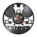 A closer view of the Tennis Vinyl Record Clock, created to become a striking focal point in any room.