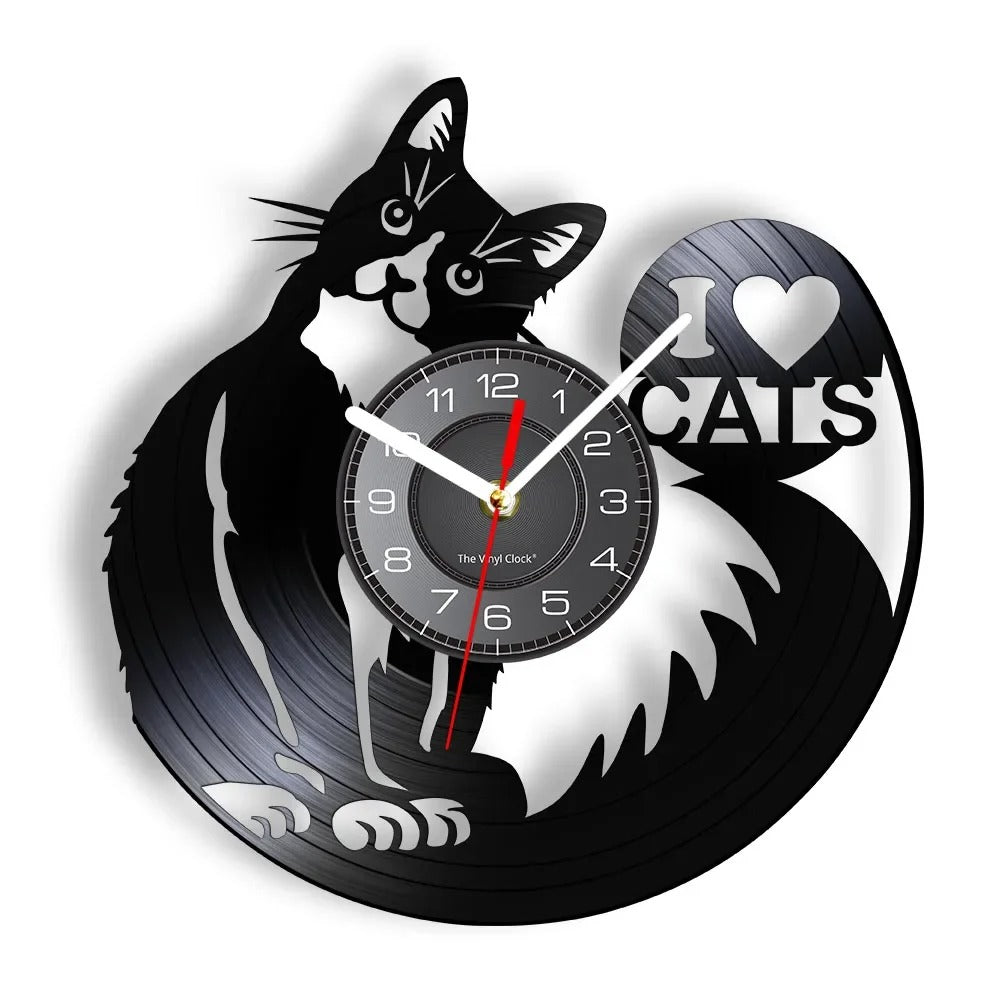 An elegant Tina Vinyl Record Clock designed to give a room a memorable decorative detail.