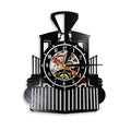 The Train Vinyl Record Clock displayed as a functional yet eye-catching feature for the home.