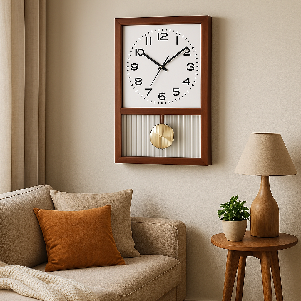 A Wood Clocks that brings a distinctive finishing touch to a stylish interior.