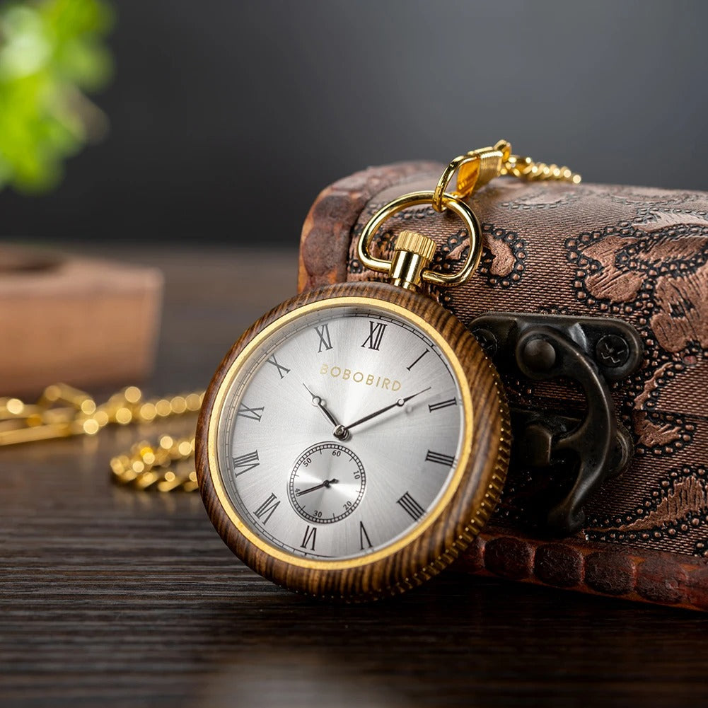 The Personalized Pocket Watch, presented as a decorative timepiece for a thoughtfully designed home.
