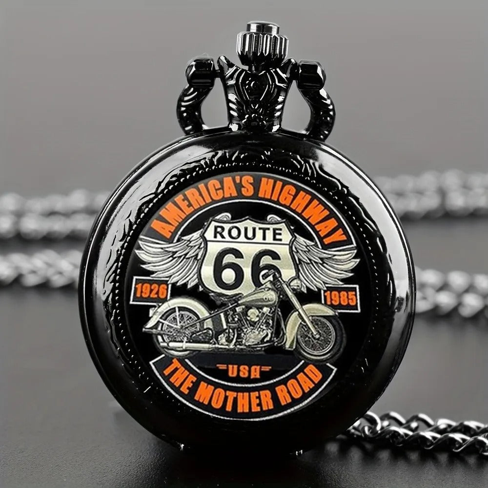 This Route 66 Pocket Watch combines practical timekeeping with characterful wall decor.