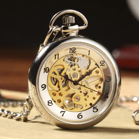 This Mechanical Silver Pocket Watch combines practical timekeeping with characterful wall decor.