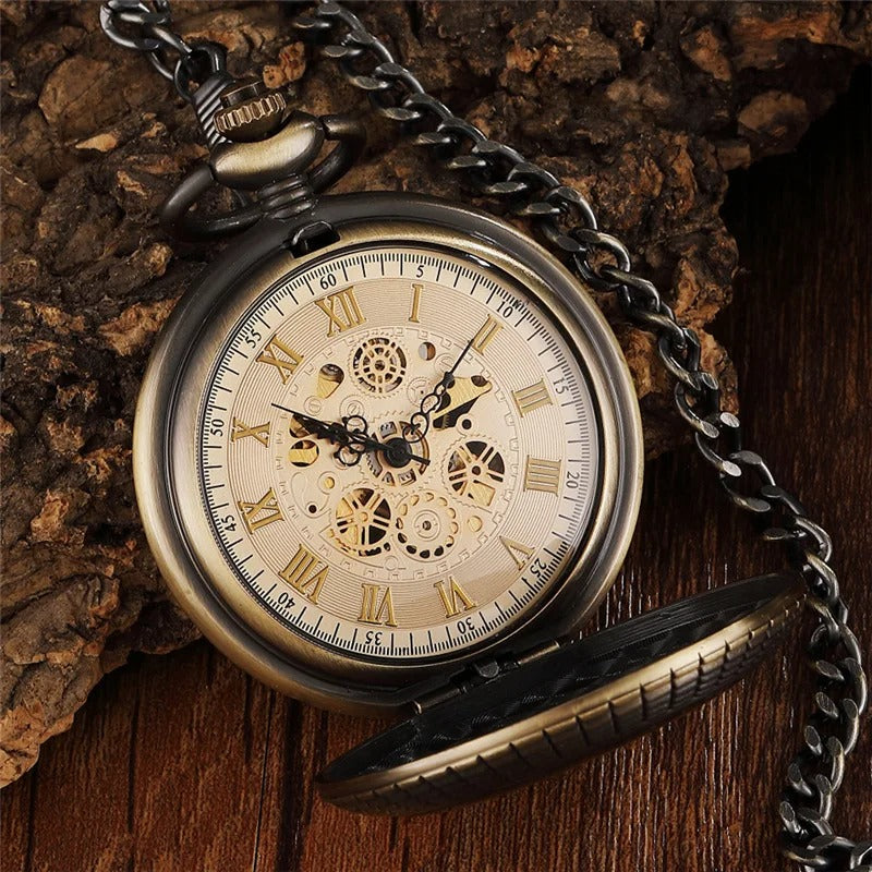 Wood Elegant Mechanical Pocket Watch
