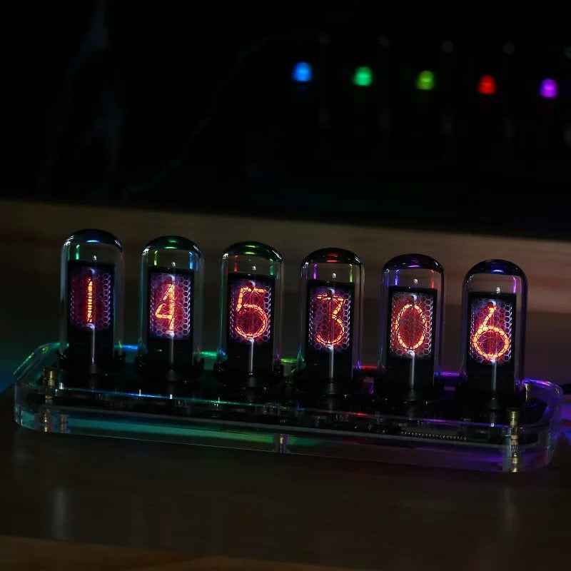 The Nixie Tube Clock displayed as a functional yet eye-catching feature for the home.