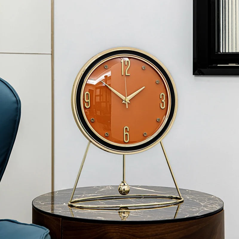 The Tabletop Pendulum Clock, a statement clock that lends personality to a carefully styled interior.