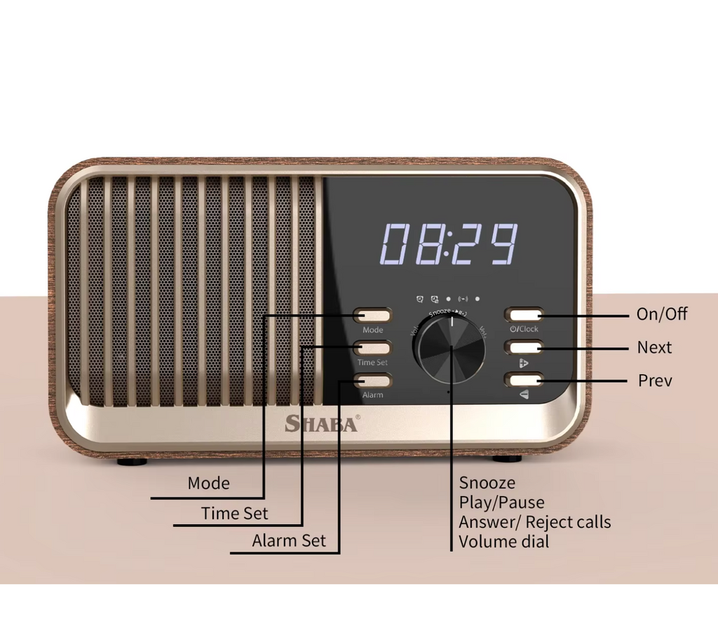 Wood Vintage Radio Alarm Clock