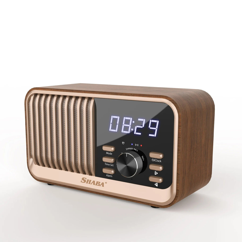 Wood Vintage Radio Alarm Clock