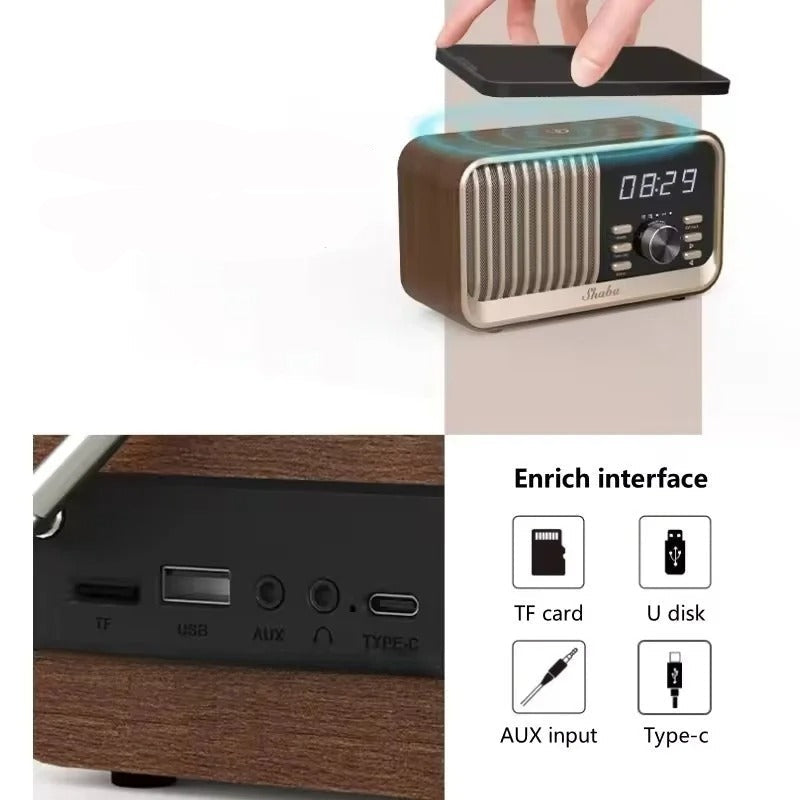 Wood Vintage Radio Alarm Clock
