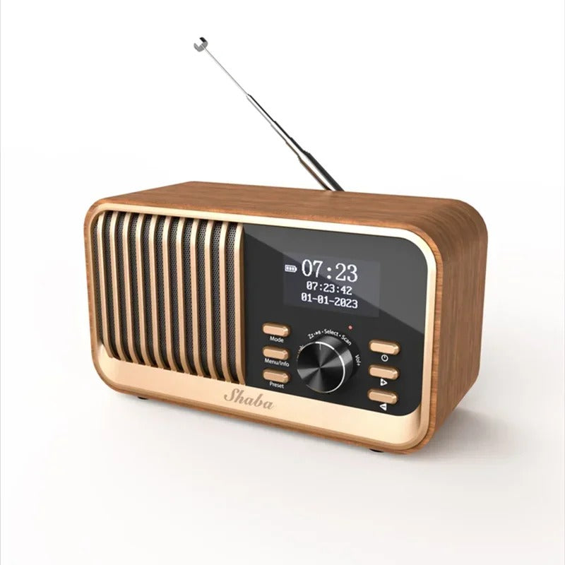 Wood Vintage Radio Alarm Clock