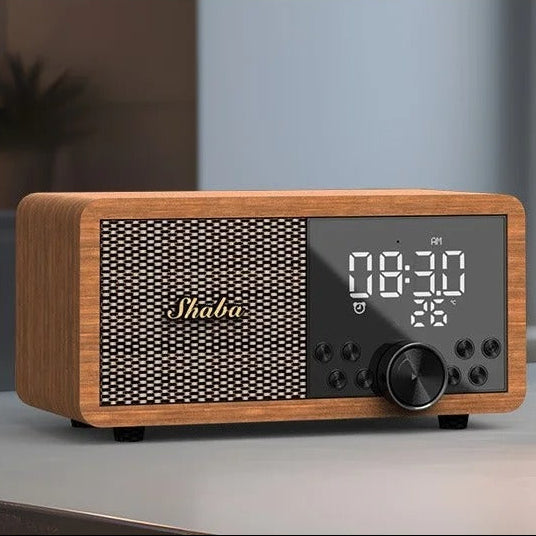 This Style Vintage Radio Alarm Clock brings a polished clock design and decorative character to the wall.