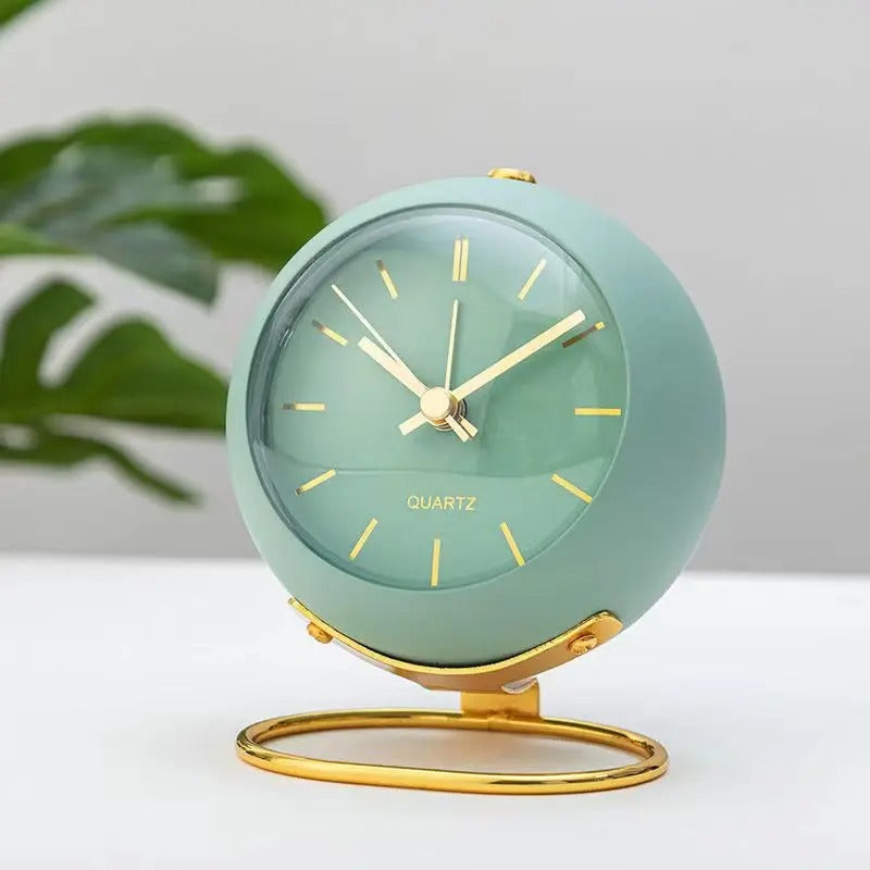 The Analogique Designer Alarm Clock shown as a refined decorative accent for a modern living space.