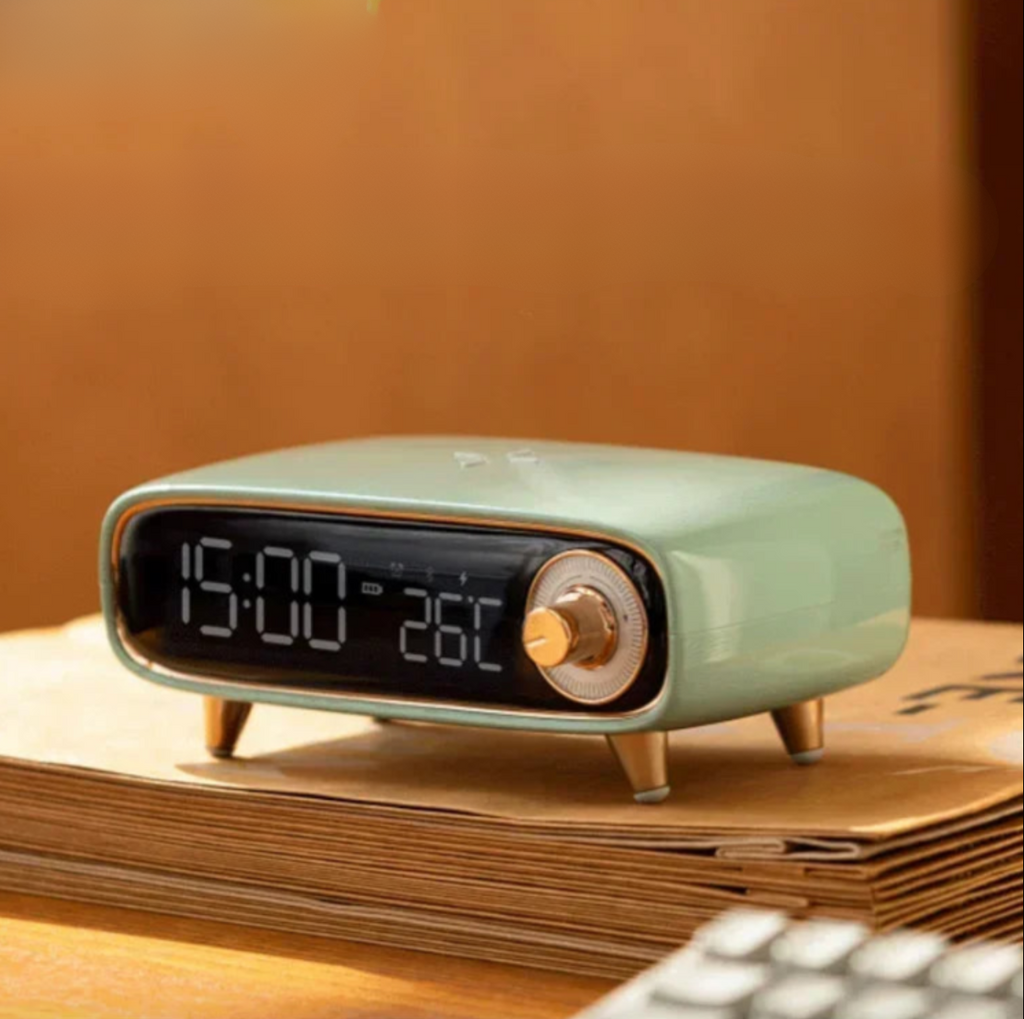 This Designer Alarm Clock adds a tailored balance of function and visual interest to home decor.