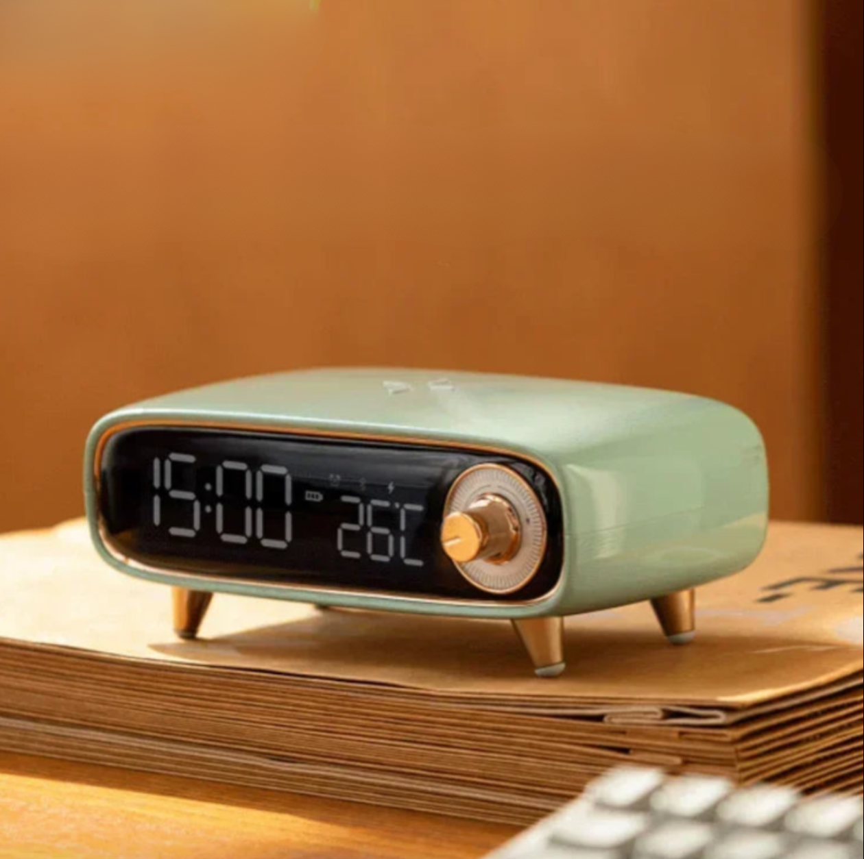This Designer Alarm Clock adds a tailored balance of function and visual interest to home decor.